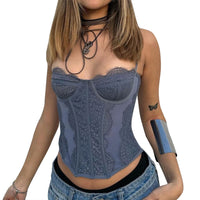 Lace Plastic Bones Body Shaping Tube Top Hollow Backless Camisole