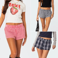 Women's Shorts Loose Plaid Beach Pants Home Wear