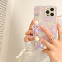 Purple Flower Wrist Strap Phone Case