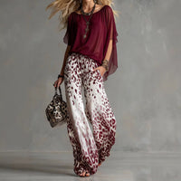 Slimming Wide-leg Straight-leg Casual Pants And Chiffon Top Set