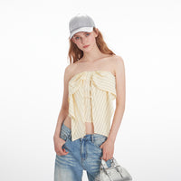 American-style Chic Bow-Knot Tube Strapless Camisole For Women Summer Sexy Short Halter Top