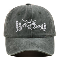 Mountain Style Embroidered Baseball Cap Cotton Worn Looking Washed-out Baseball