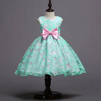 Bow Pleated Mesh Puffy Girls Dress