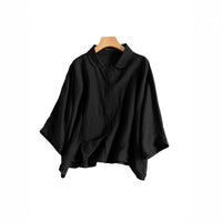 Linen Drop-shoulder Sleeve Top Artistic Shirt For Women