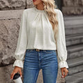 Elegant Women's Jacquard Round-neck Slim-fit Slimming Long-sleeve T-shirt