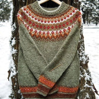 Women's Round Neck Multi-color Loose Fashion Pullover Sweater