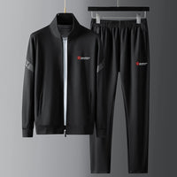 Men's Casual Sports Micro-elastic Baggy Coat Trousers Two-piece Suit