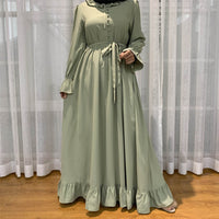Fashionable Women's Solid Color Patchwork Large Swing Muslim Dress
