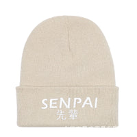 Senpai Letter Embroidery Winter Warm Knitted Hat