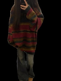 American Retro Contrast Color Striped Soft Glutinous Sweater