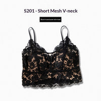 Lace Floral Camisole Mesh Top With Built-in Pads Sexy Slim-Fit Minimalist Base Layer