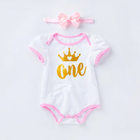 Baby Short Sleeve Romper Mesh Color Skirt