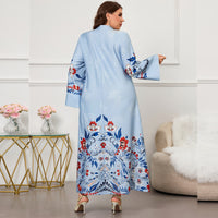 Womens Long-sleeve Printed And Embroidered Dress