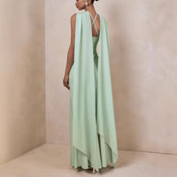 A Fashionable And Elegant Wrap-style Maxi Dress Adorned With Ribbon Details