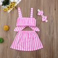 Bandeau bow striped dress