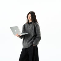 Loose Solid Color American Retro Twist Design Sweater For Women