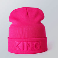Solid color embossed knitted hat