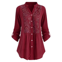 Women's Solid Color Casual Loose V-neck Shirt