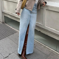 Women's Fashion Casual Washed Light Blue Denim Skirt