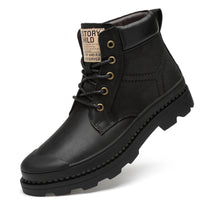 Leather high-top casual shoes