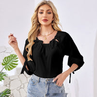 Chiffon Loose-fit Fashionable Collared Casual Chic Sexy Top