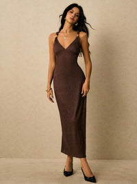 Pleated Waist-cinching Sheath Dress Slip Dress
