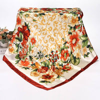 Spring And Autumn Women's Printed 90 Large Kerchief Artificial Silk Floral Scarf