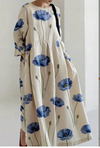 Women's Loose Round-Neck Printed Dress