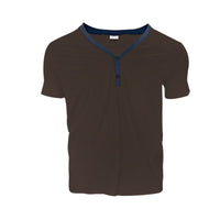 Short Sleeve Men's T-shirt Loose Henley Shirt