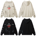 High Street American Inkjet Distressed Letters Printed Hoodie