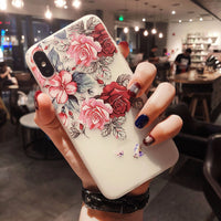 Literary embossed flower phone case shell