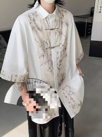 Chinese-style Zhongshan Suit Tang Suit Mandarin-button Ice-silk Short-sleeve Shirt