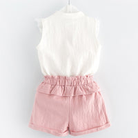 Children's Summer Clothing Sleeveless Single-breasted Embroidered Collar Suit