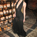 Womens Cutout Side-Waist Tied Casual Dress