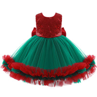 Children's Skirt Christmas Sequin Dress With Bow
