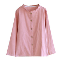 Lace-trimmed Mesh Top With Long Cotton-silk Sleeves For Loungewear