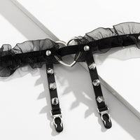Adjustable Thigh Chain Sock With Heart-shaped Rivets