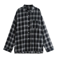 New Retro Hong Kong Style Plaid Shirt Loose Fit