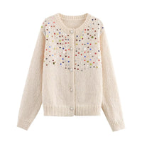 Fashion Girl Color Sequined Knitted Sweater Cardigan Coat