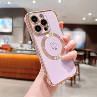Phone Case Side Love Magnetic Suction Shell Hollow Double Love Protective Cover