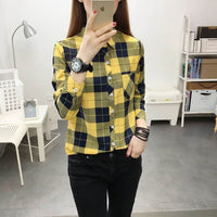 Casual Slimming Women's Long Sleeve Plaid Shirt
