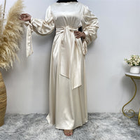 Thick Satin Lace Up Sleeves Elegant Dress
