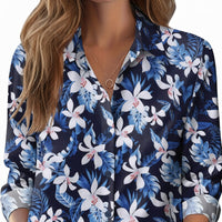 Womens 3D-printed Floral Loose-fit Blouse