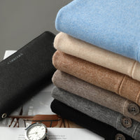 V-neck Knitted Cardigan Coat Men's Andy Velvet Long Sleeve