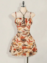 Sexy Strap Print Dark Gothic Style Loose Dress