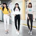 Black slim high waist cropped pants