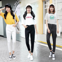 Black slim high waist cropped pants