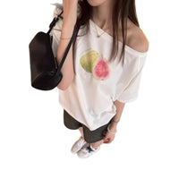 Off-shoulder Spicy Girl Slash-neck Short-sleeve T-shirt