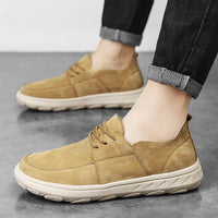 Pigskin Casual Hollow Out Breathable Velcro Suede British Casual Outdoor Shoes