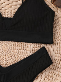 New Solid Color Pit Strip Stitching Edging V-Shaped Pants Sexy Bikini